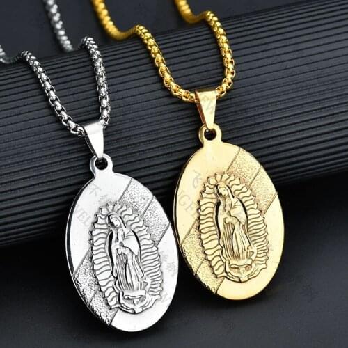 Holy Cross Men Women Gold silver color Catholic Religious Virgin Mary Pendant Necklace Colar Jewelry