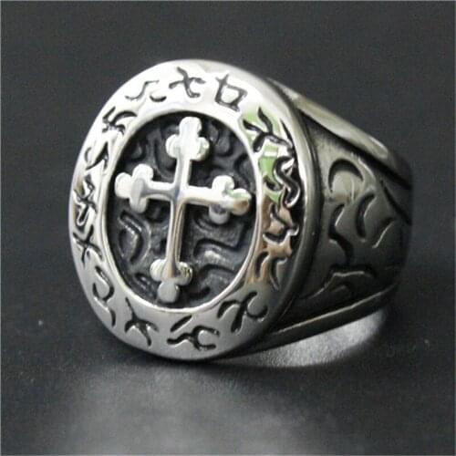 1pc New Arrival Cool Cross Ring 316L Stainless Steel Fashion Punk Style Men Boys Ring