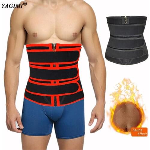 Men Workout Sweat Waist Trainer Tummy Slimming Sheath Sauna Body Shaper Trimmer Belt Abs Abdomen Shapewear Weight Loss Corset
