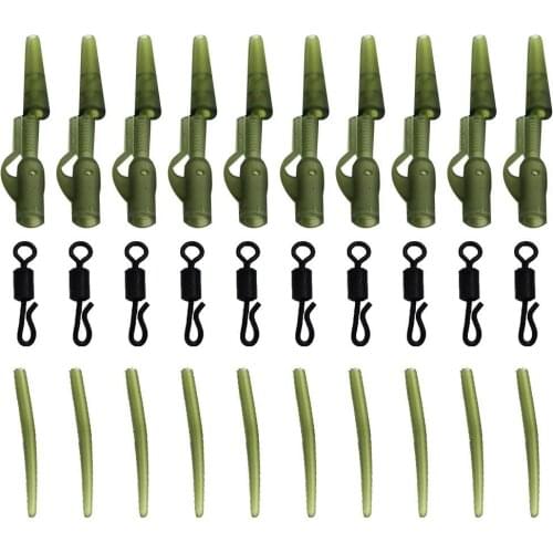 40Pcs Fishing Swivels Kit Carp Fishing Anti-Tangle Sleeves Swivels Lead Clips Tail Rubber Tubes Kit Fishing Accessories