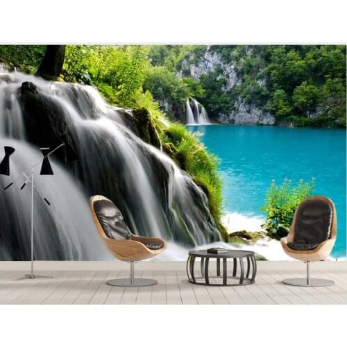 3d photo wallpaper custom mural Fresh flowing waterfall natural scenery of Swan Lake decor living room wallpaper for walls 3 d