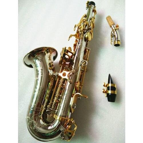New Arrival bend Soprano Saxophone Bb Silver nickel Brass Musical instrument With Mouthpiece Free shipping