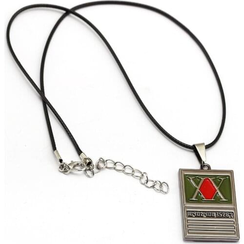 HUNTER x HUNTER necklace Square pendant choker women men leather rope chain anime souvenir fashion jewelry