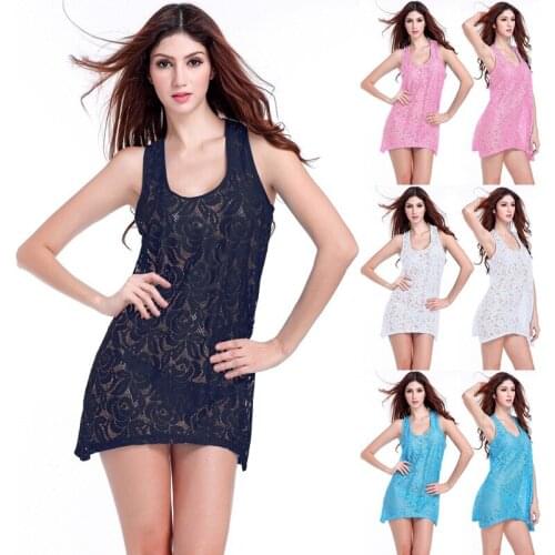 Beach Dress Cover Ups Swimsuit Swimming Sundress Lace Beachwear Wear Pareo Crotch Woman Girl Bikini Bathing Suit Clothing VB018
