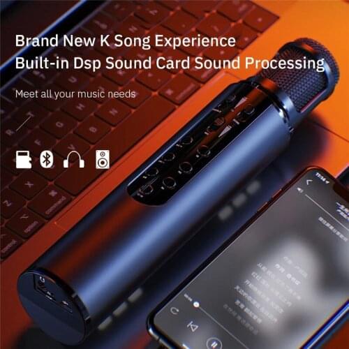 Professional Wireless Microphone for Phone Streams Singing Karaoke Mic Bluetooth Speaker DJ Micro Built-in Sound Card PC Audio