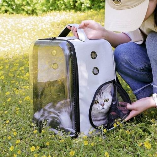 Transparent Cat Bag, Meow Accompanying Bag, Out Bag, Foldable Space Capsule Backpack, Breathable Portable Cat Box, Pet Backpack
