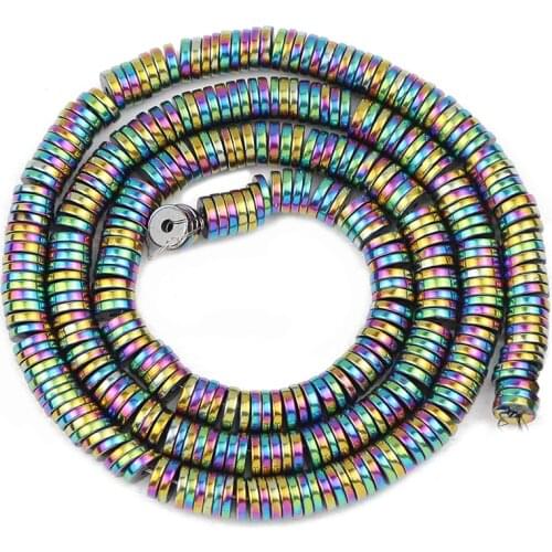 Multicolored Flat Round Coin Hematite Natural Stone 3~8MM Round Loose Beads For Charm Jewelry Making DIY Bracelet Accessories