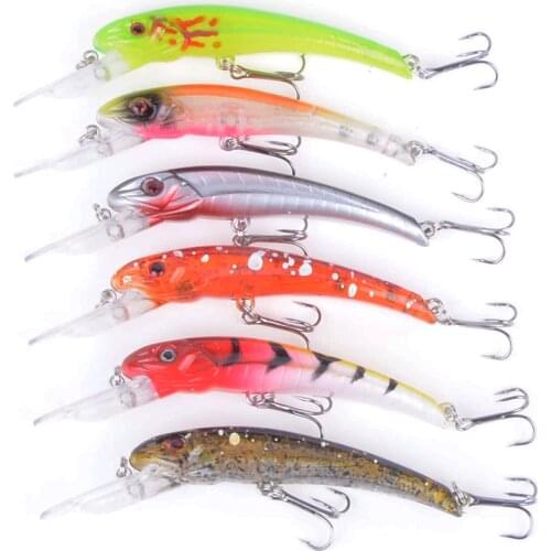 6pcs Minnow Fishing Lure 95mm 5.9g Crankbait Artificial Hard Bait Fly Fishing Tackle Plastic Fish Wobbler Pesca 6# Hooks 3D Eyes