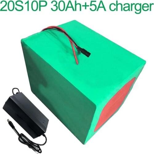 With 5A charger 72V 30Ah 20S10P 18650 Li-ion Battery electric two Three wheeled motorcycle bicycle ebike 210*195*140mm