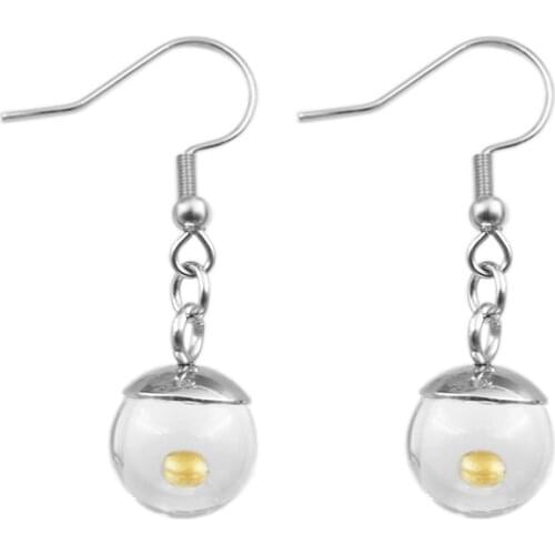 VILLWICE handmade real mustard seed earrings epoxy ball faith drop earrings for women christian jewelry gift