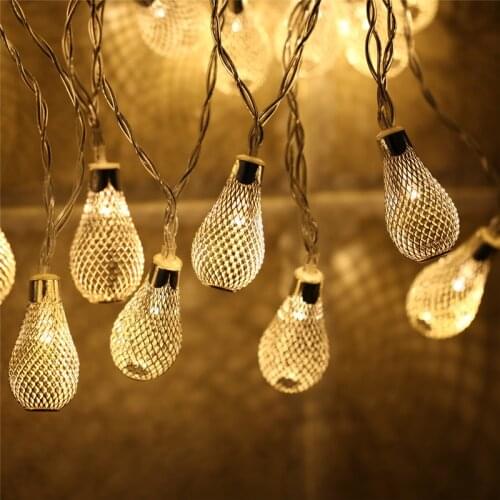Battery Operated Fairy Lights String Lights 2.5M 20 LED Iron Water Drop for Bedroom Garden Christmas Wedding Holiday Decoration