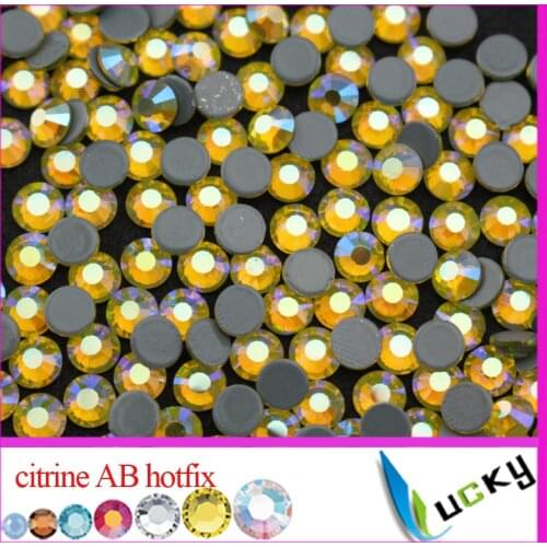 Top quality flat back rhinestones hotfix crystal with strong glue!ss16 ss20 Citrine AB color super bright Yellow AB strass