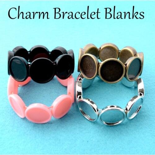 50 Pcs - 20mm Round Bracelet Blanks, Stretchy Bracelet Bezel Blank, Handmade Bracelet Setting Bracelet Base for Jewelry Making