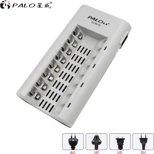 PALO 8 Slot Indicator Light Smart Battery Charger For AA / AAA Ni-MH / Ni-Cd Battery Rechargeable Batteries Charger