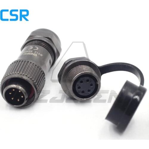 WEIPU ST1210P/ST1213S 6pin waterproof connector IP68 plug and socket 12mm Metal round Panel Mount Connector 6 pin