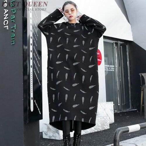 Women 2018 casual long pullovers in winter loose full sleeve hooded women tops print plus size ankle-length pullovers AA3342 F