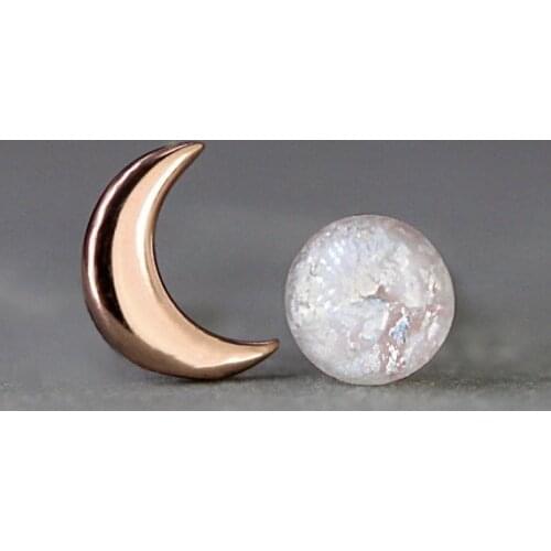 2021 Wholesale New Vintage Rose Gold Color Crescent Moon Earrings for Women Antique Moon Stud Earrings Asymmetry Jewelry