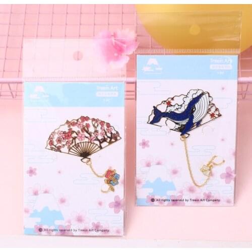 1pc Creative Whale Crane Bookmark Cute Pendant Flower Metal Exquisite Book Mark Page Folder Office School Supplies Stationery