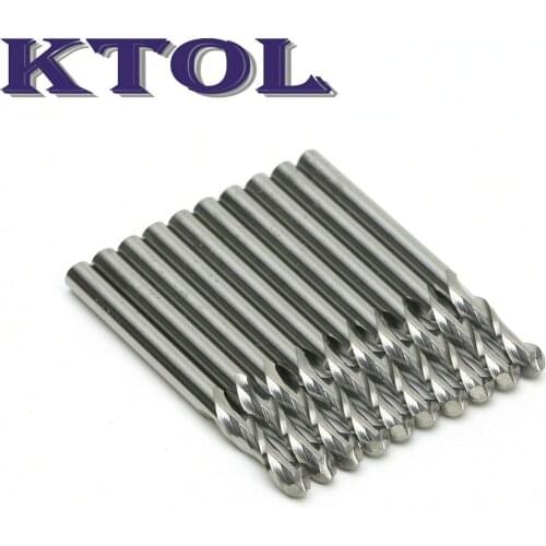 10pcs 3.175*12mm 2 Flute Tungsten Carbide Cutter Ball Nose End Mill Wood Router Bit Spiral 3D CNC Engraving Bits Milling Tool