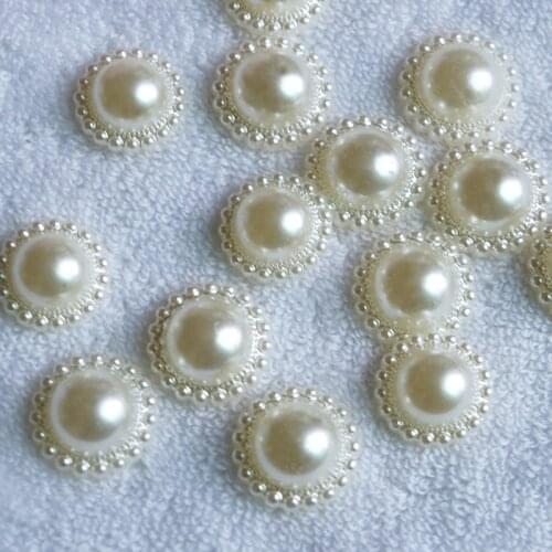 100pcs DIY Jewelry Making White Flower Simulated Half Pearl Beads Decoration Crafts Flat Back Cabochon Beads Diy Craft Supplies