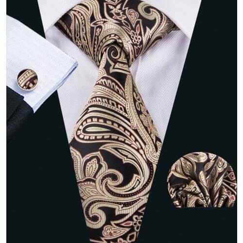 2017 Barry.Wang New Men`s Tie Silk Jacquard Woven Gravata Necktie Hanky Cufflinks Set For Business Wedding Party FA-1621