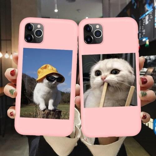 Cute Cat Case For iPhone 12 mini 11 Pro 12pro XS X XR Max SE 2020 Lovely Candy Color Cover For iPhone 7 8 6 6s 5 5s Plus Etui