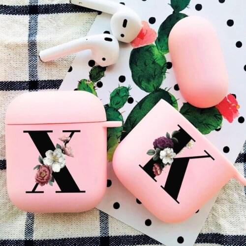 Initials Alphabet Flower Headphone Case For Apple AirPods 2/1 Protection Shell Earphone Air Pods 2 1 Box Funny Letter A-Z Cover