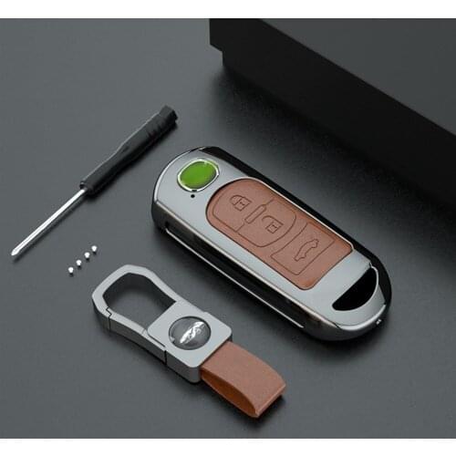 Alloy Leather Remote Car Key Fob Case Cover for Mazda 2 3 5 6 Axela Atenza CX-5 CX-7 CX-8 CX-9 Demio MX-5 Holder Shell Keychain