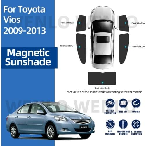 For Toyota VIOS 2009-2013 Car Curtains Windshield Sunshades Darkening Mesh Sun Protector Magnetic Cover Window Screen Sunshield