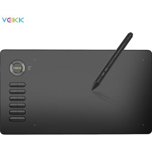 VEIKK A15 Graphic Drawing Tablet with 8192 Sensitivity Battery-free Pen 12 Hotkeys 10x6Inch 250RPS 5080LPI for Laptop PC