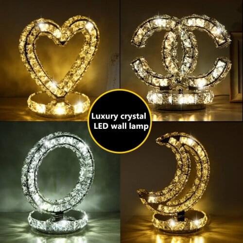 Creative dimming wedding table lamp bedroom bedside crystal lamp fashion lamp simple LED lamp personality table lamp modern