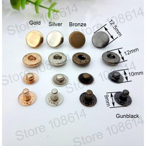 Brass metal snap fastener button 10mm 12.5mm 15mm Metal Press Studs Sewing Button Snap Button Fasteners Sewing Leather