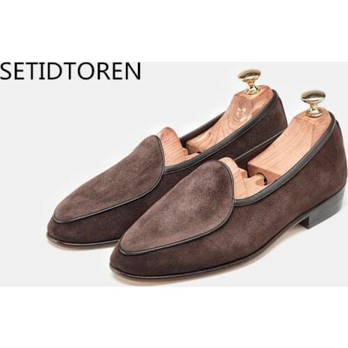 New Comfortable Breathable Mens Loafers Slip on Men Suede Casual Shoes Luxury Fashion Trend Handmade Mens Shoes