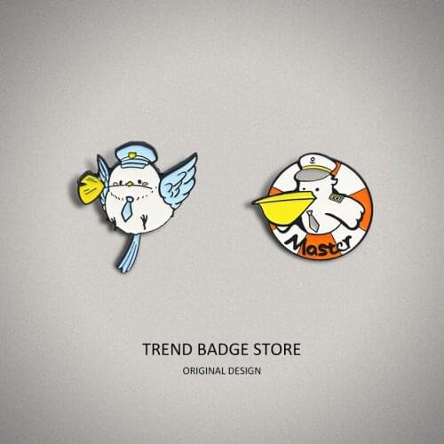 Fashion cute big beak birds Pins metal for Backpack, small beak birds singing competition creative good friends Jacket Pin