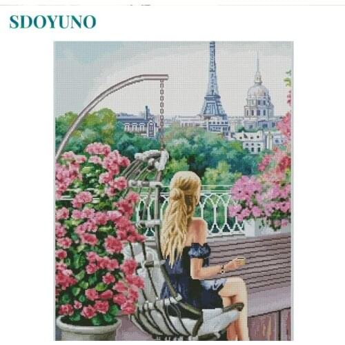 SDOYUNO Oil Paint By Numbers Kits Figure Painting By Numbers On Canvas Women Frameless 60x75cm Hand Painting DIY Home Decor