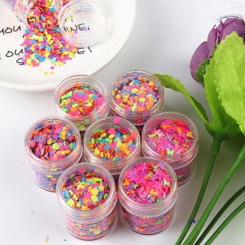 DIY Nail Art Stickers Paillette Cute Butterfly Love Heart Shape Glitter Melting Resistance Matte Fluorescent Mixed Color Sequins