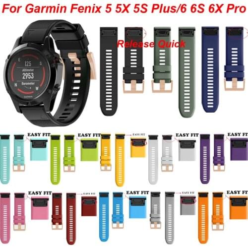 New rose gold buckle quick release strap for Garmin Fenix 5X 5 5S 3 3HR D2 S60 GPS Watch Silicone Easyfit Wristband