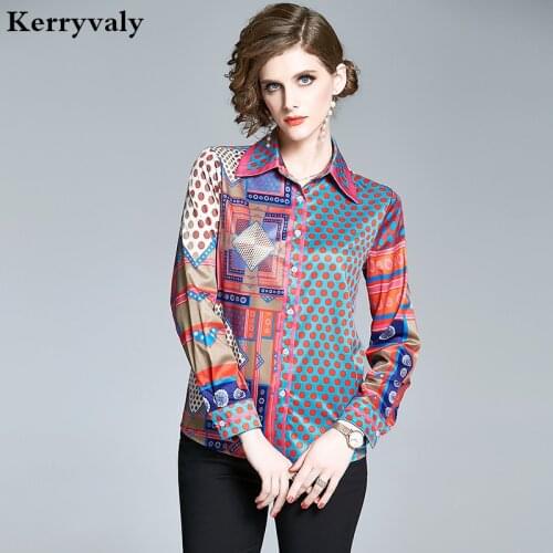 Common Style Elegant Long Sleeve Printed Shirt Womens Tops and Blouses Moda Mujer 2021 Ladies Tops Camisas Mujer K8607