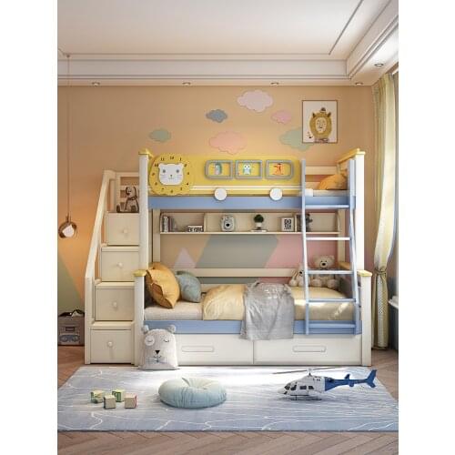 Solid wood high and low bed full solid wood childrens bed boy mother bed bunk bed two floors up and down the bed