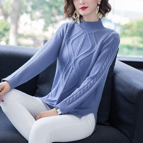 Solid Color Turtleneck Sweater 2020 Womens Casual Autumn Winter Fashion Loose Thin Jacket Casual Bottoming Sweater Women Q52