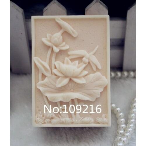 Wholesale!!!1pcs Lotus & Dragonfly (ZX103) Handmade Soap Mold Crafts DIY Silicone Mould