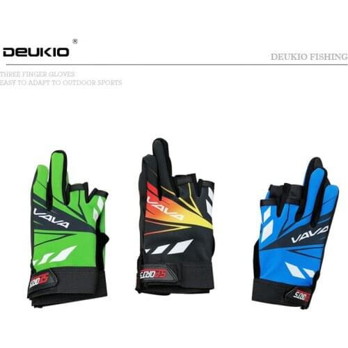 DEUKIO fishing glove Exposed Three fingers cycling glove Three color gloves for outdoor sports training