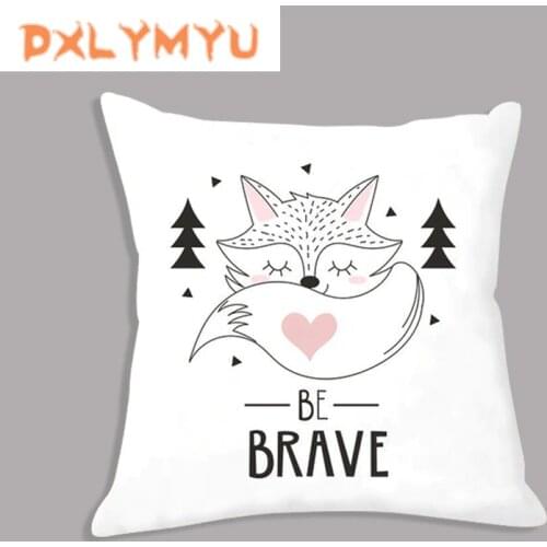 Plush Cushion Child Gifts Cartoon Llama Fox Arrow Be Brave Dream Quote Print Pillow Plush Cushion For Sofa Seat Kids Room Decor