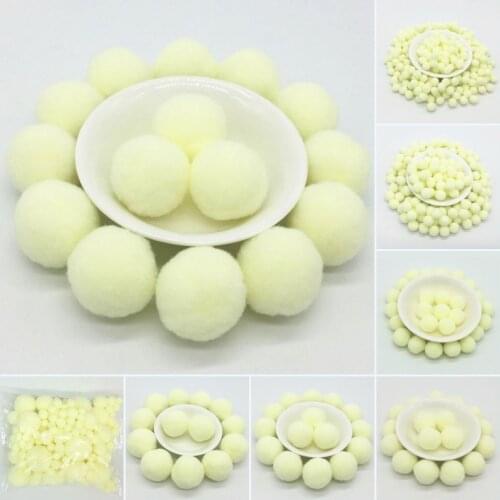 Light Yellow Pompoms 8/10/15/20/25/30mm Fur Plush Ball Craft DIY Soft Pompon Wedding Home Garment Sewing on Cloth Accessoris 20g