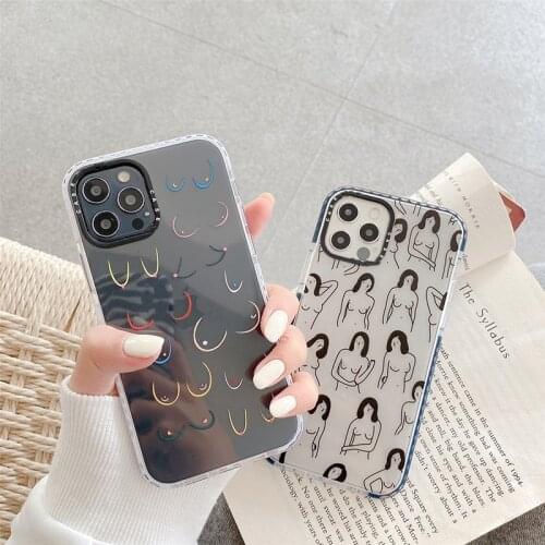 Hot Transparent Art statue funny pattern silicon soft phone case For iPhone 12 Pro Max 12 7 8 plus MiNi 11 Pro MAX X XS XR cover