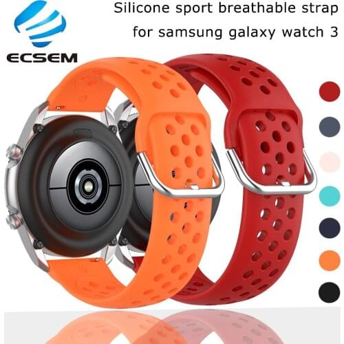 Silicone breathable sport band for Samsung galaxy watch 3 41MM 45MM watch accessories wristband strap for galaxy watch3 bracelet