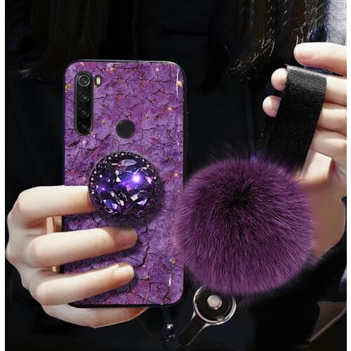 Luxury Bracket For Xiaomi Redmi Note 8 4A 4X 5 5A 6 6A 6Pro 7A 7 8 Pro K40 8A 8T 9 S2 Hair Ball 3D Bling Crystal Holder Cover