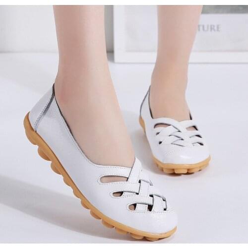 PU leather hollowed flats casual shoes Women sandals 2021 fashion woman sandals solid comfortable women shoes plus size