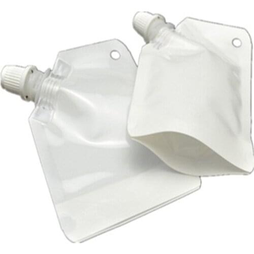 100pcs 50ml Stand Up Drinking Package bags Transparent Pout Bag White silver Pouch Bags bottle For Beverage Milk
