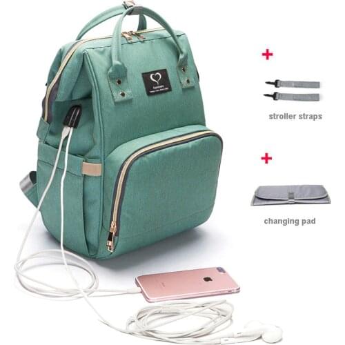 Diaper Bag Backpack USB Earphone Interface Nappy Bag Waterproof Maternity Travel Designer Nursing Bag Baby Care Stroller Bag